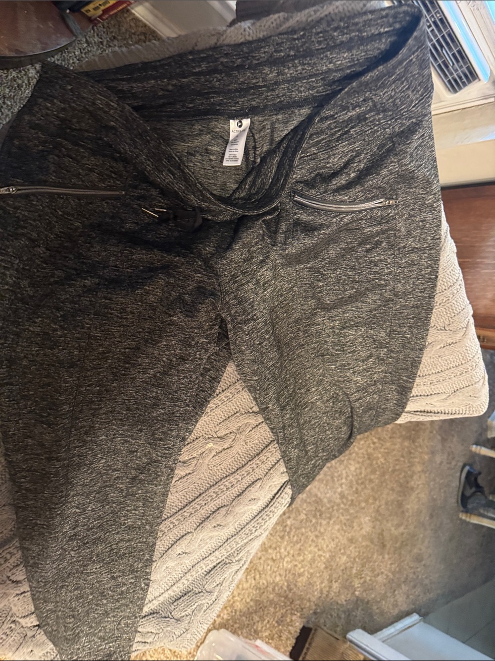 Women’s Active Life Heather Gray Lounge Pants with Zip Pockets/Draw Strings XL